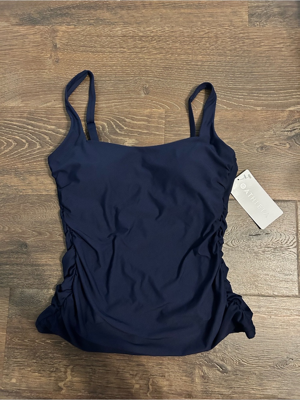 NWT Athleta Navy Ruched Tankini Swimsuit Top